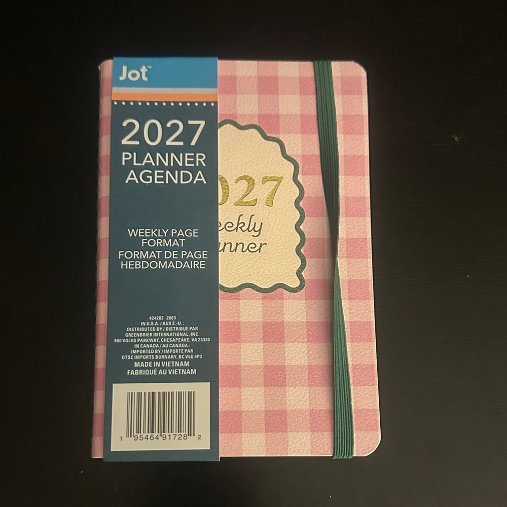 Jot 2027 Weekly Planner - Pink Gingham